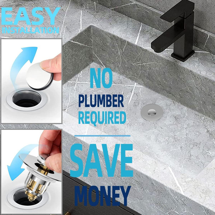 Universal 2 in 1 Bathroom Sink Stopper, Pop up Bathroom Sink Strainer with Anti-Clogging Filter Basket, Bathroom Drain Stopper Sink Plug for 1.06"-1.65" Basin Drain Holes