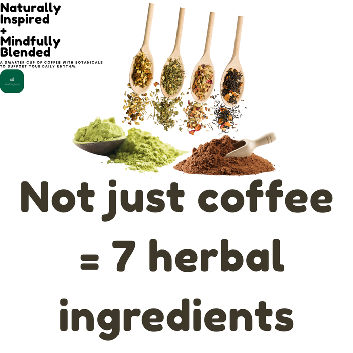 SlimUP Herbal Coffee by Healthyteria, Natural Instant Coffee Blend, 7 Botanical Ingredients with Garcinia Cambogia, Psyllium, Green Coffee & Guarana, Supports Satiety, Focus & a Slim-Inspired Lifestyle, 10g / 18 Sachets [4 - 7 days Ship]